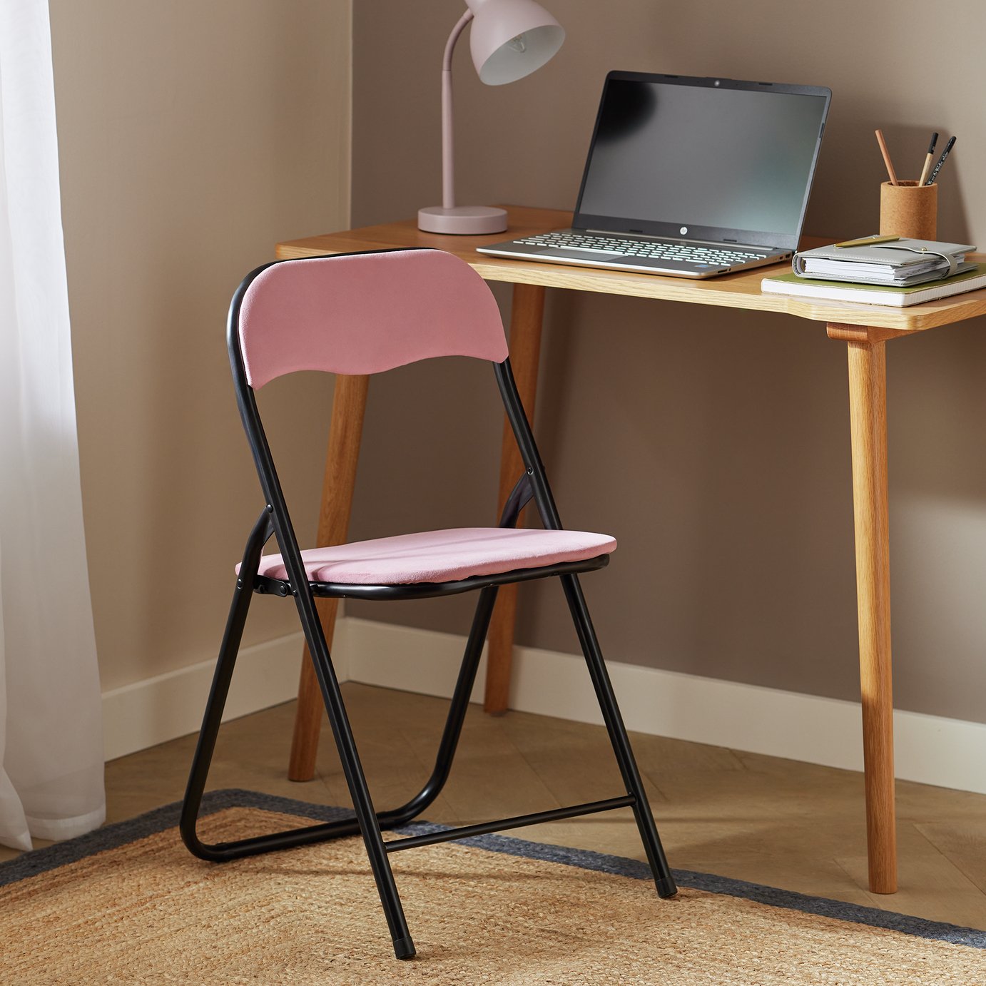 Argos Home Nyla Velvet Folding Dining Chair - Pink