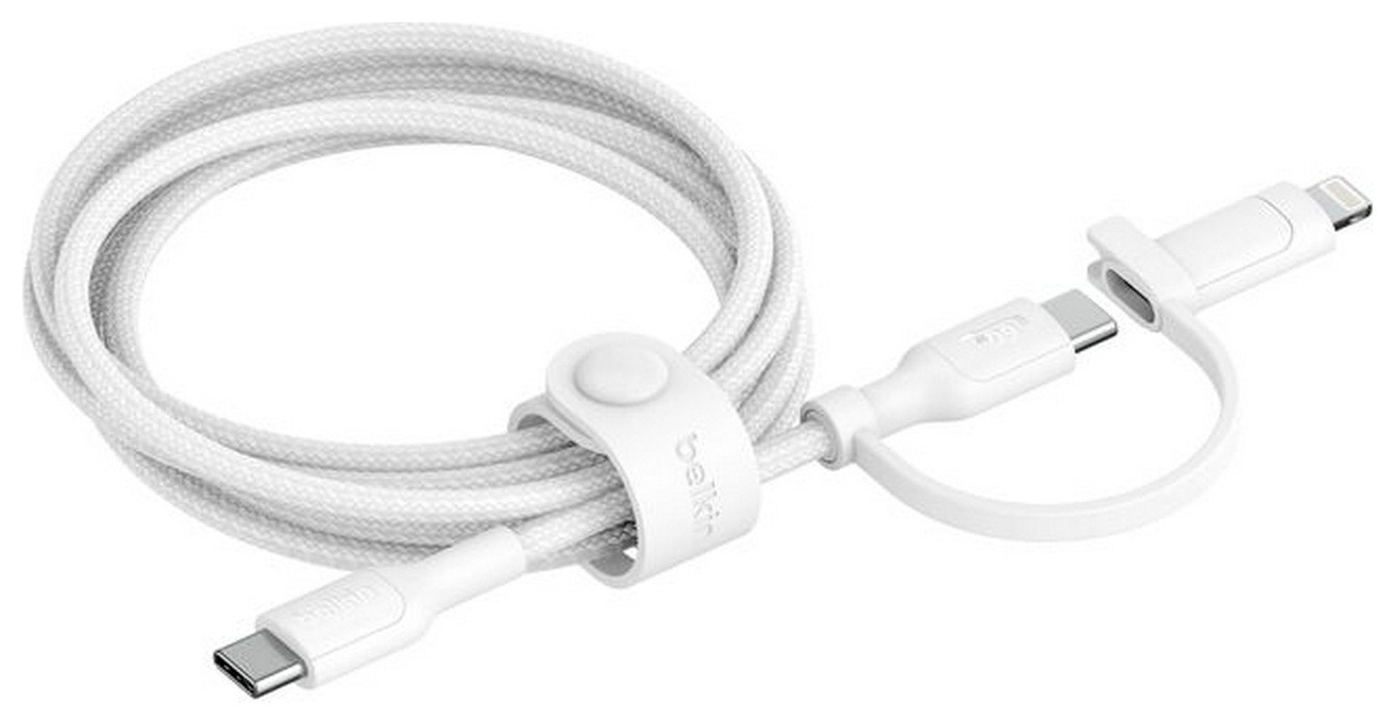 Belkin 2-in-1 Cable with USB-C & Lightning Connector - White