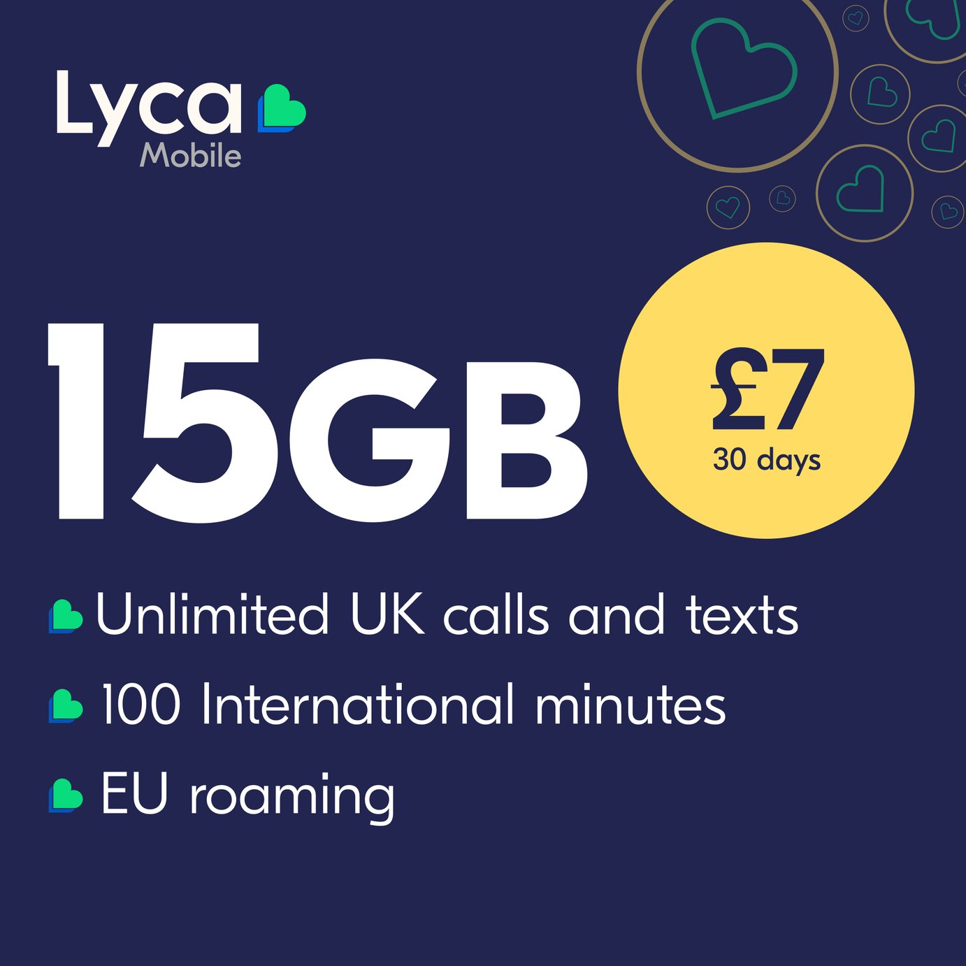 Lyca Mobile 15GB Pay As You Go SIM Card