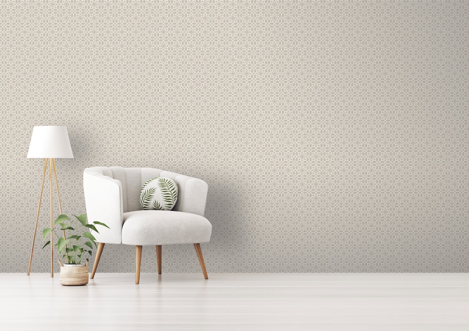 RHS Star Trellis Taupe Wallpaper 