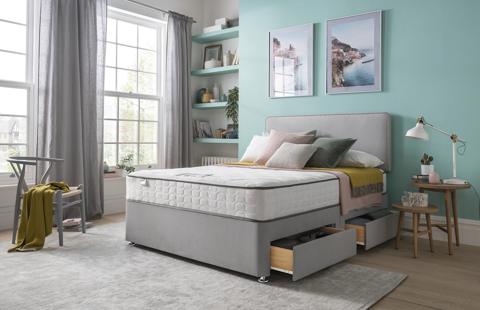 Silentnight Pavia Pocket Comfort Small Double Divan Set-Grey