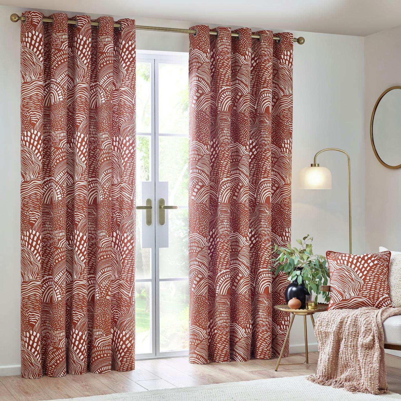 Hoem Nola Fully Lined Eyelet Curtains - Chestnut