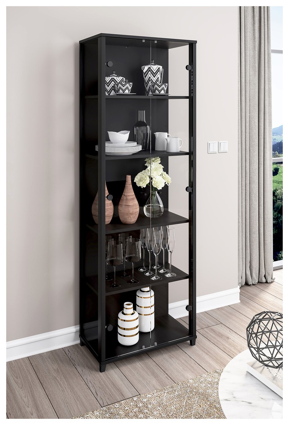 Argos Home Optima 2 Door Glass Display Cabinet