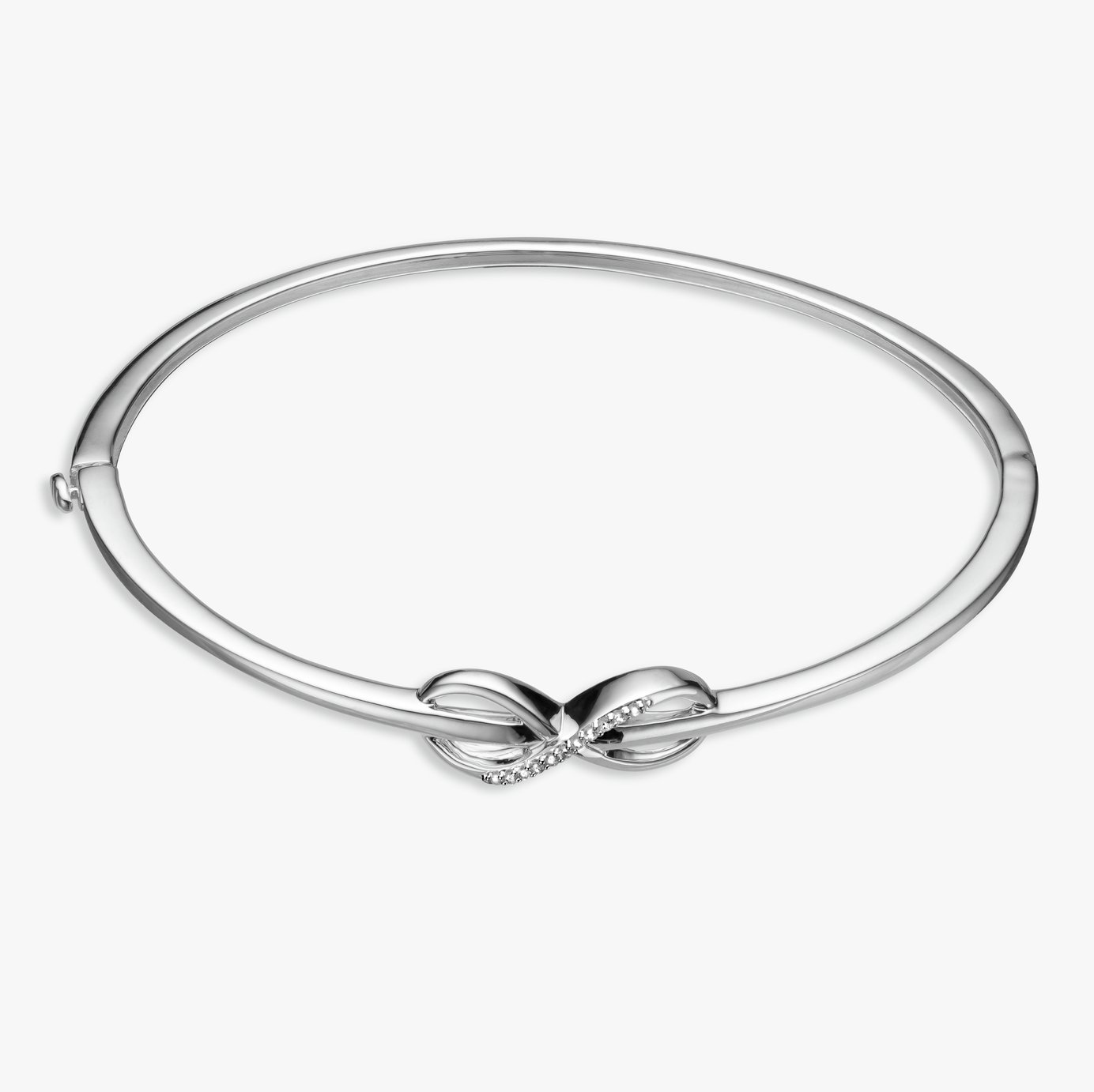 Revere Sterling Silver Infinity Diamond Studded Bangle