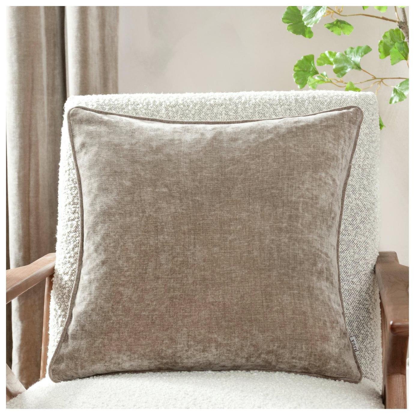 Yard Chenille Plain Piped Cushion - 50x50cm