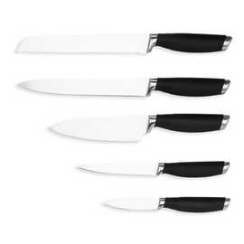 Habitat 5 Piece Soft Grip Knife Set - Black & Silver