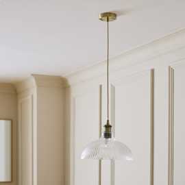 Habitat Ribbed Glass Pendant Ceiling Light - Brass
