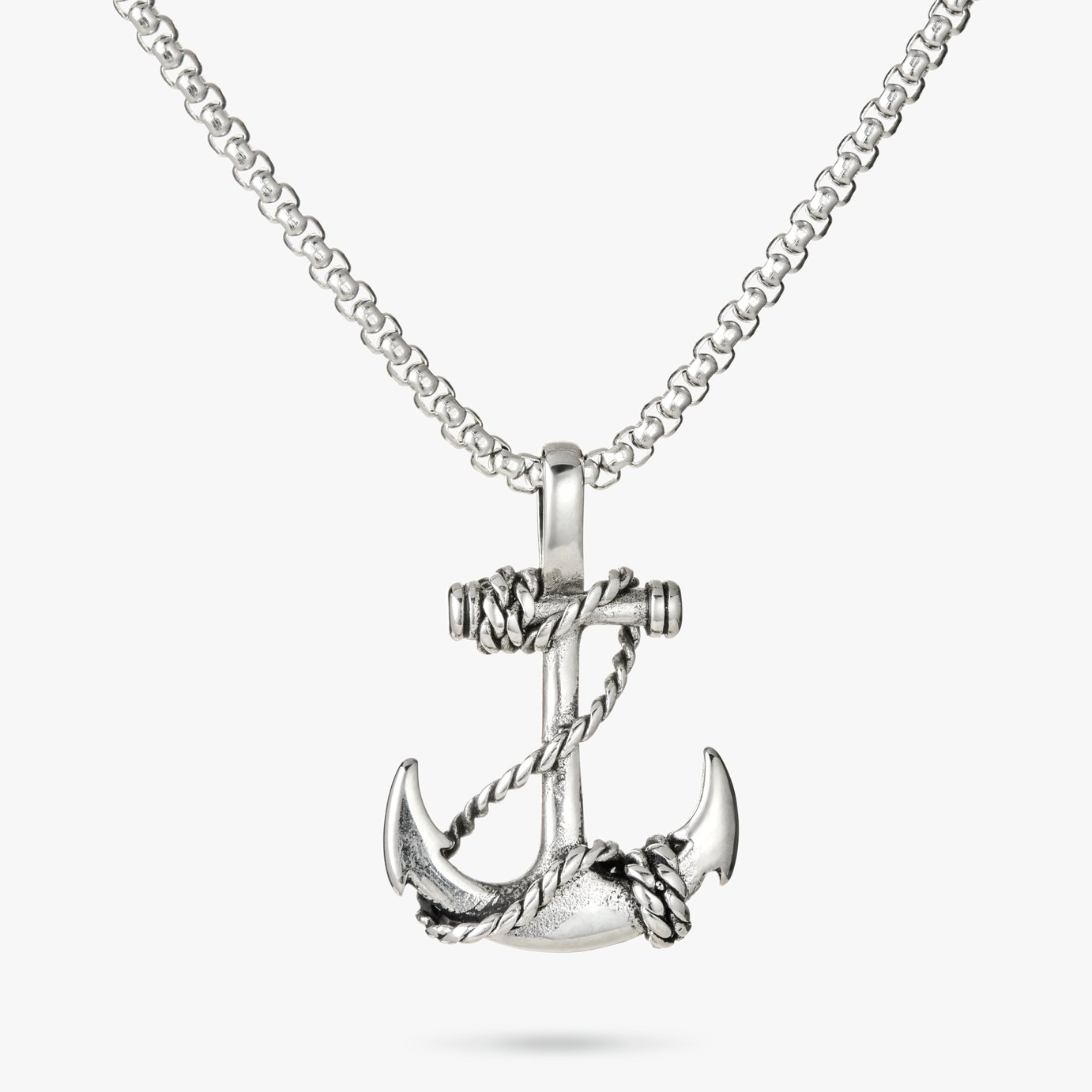 Revere Men's Stainless Steel Anchor Pendant Necklace