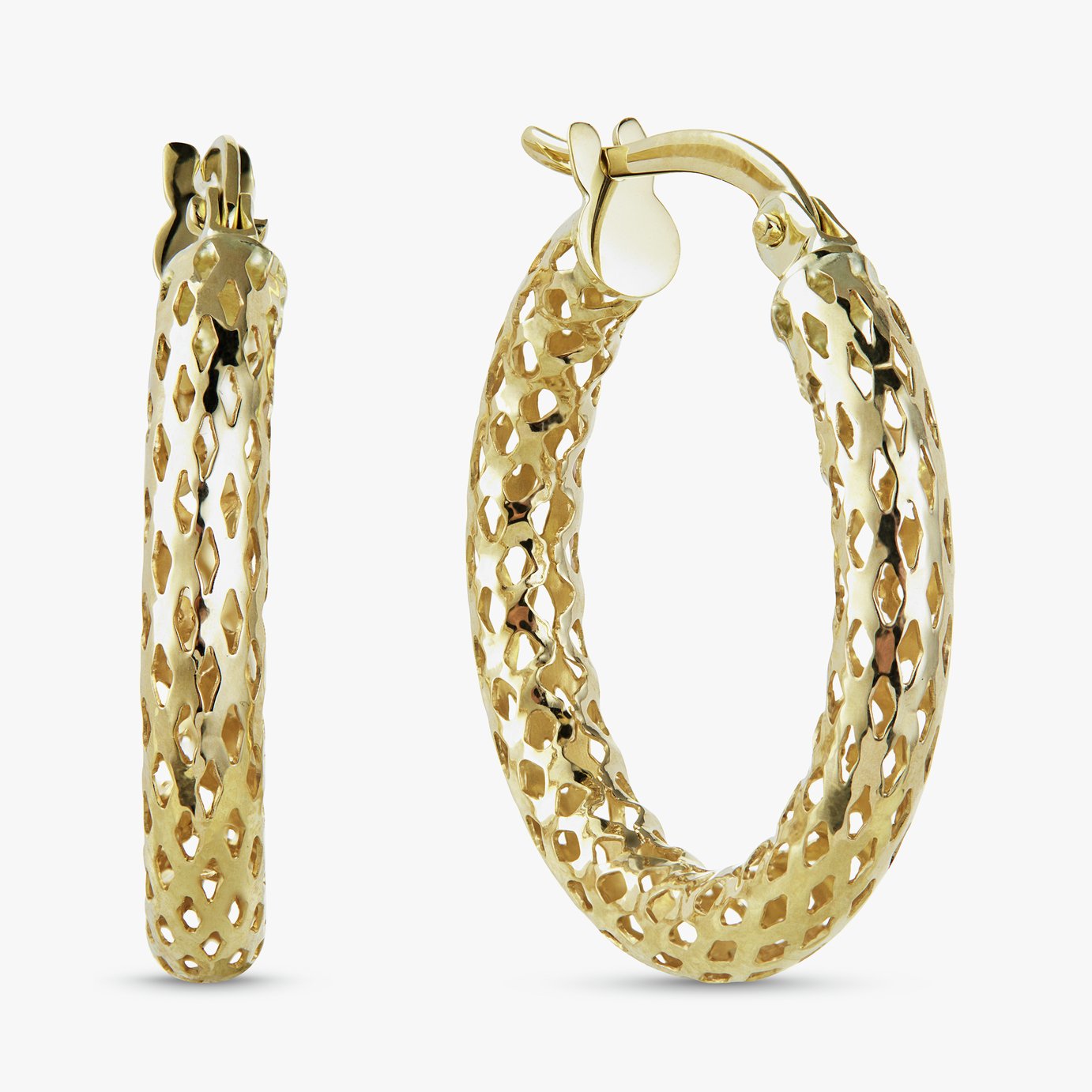 Revere 9ct Yellow Gold Woven Tube Hoop Earrings