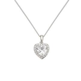 Revere Sterling Silver Heart Halo  Curb Pendant Necklace