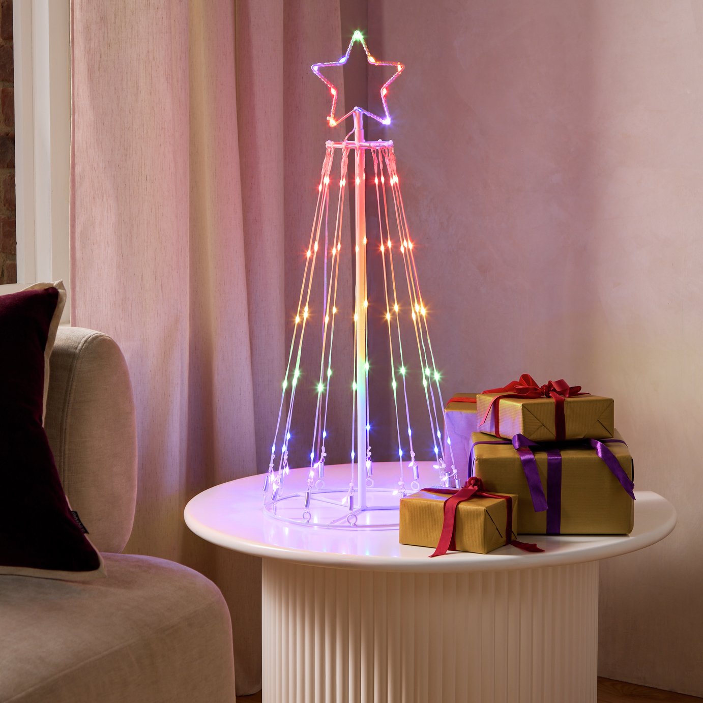 Habitat Rainbow Light Up Christmas Tree Cone 