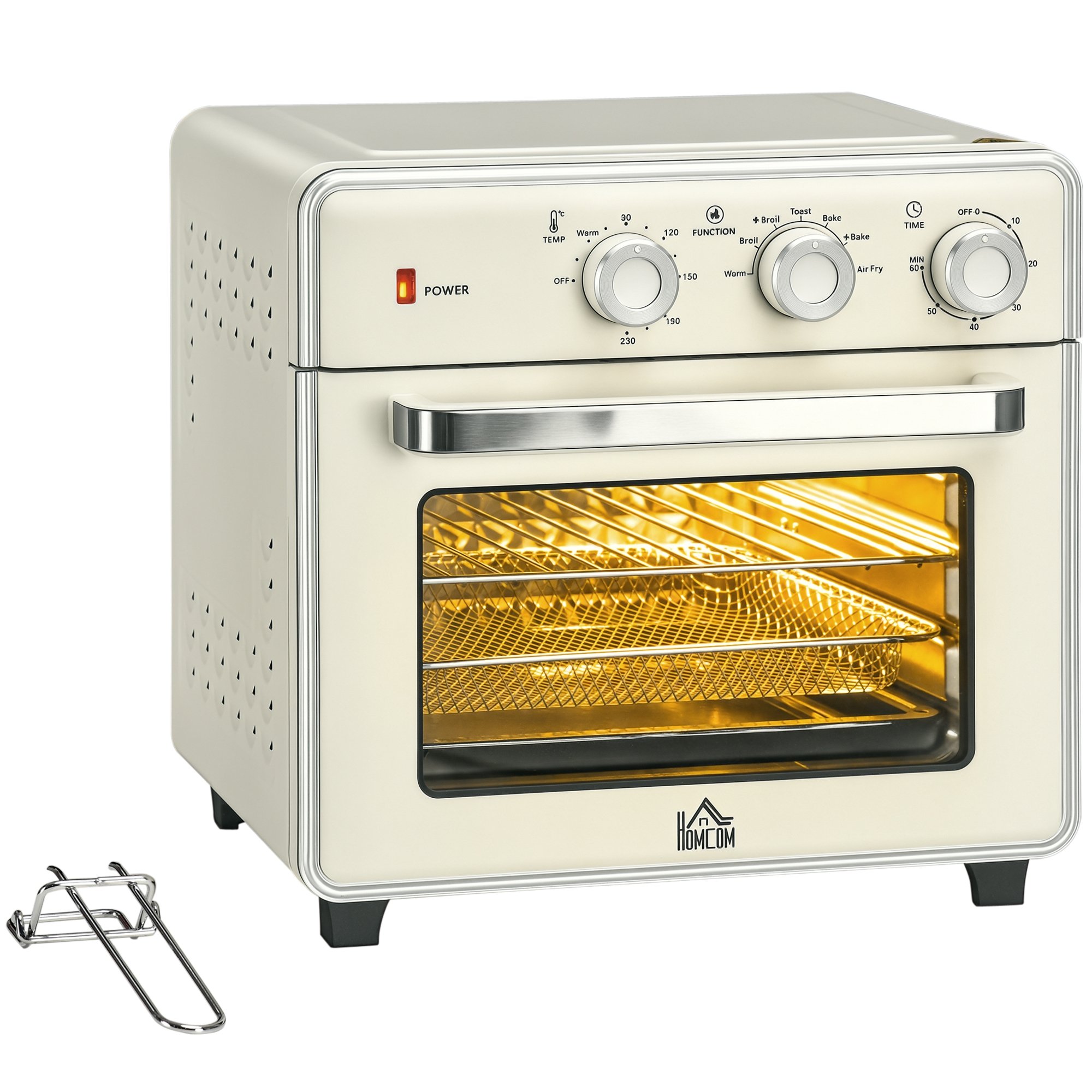 HOMCOM 20L Mini Oven with Adjustable Temperature - Cream White