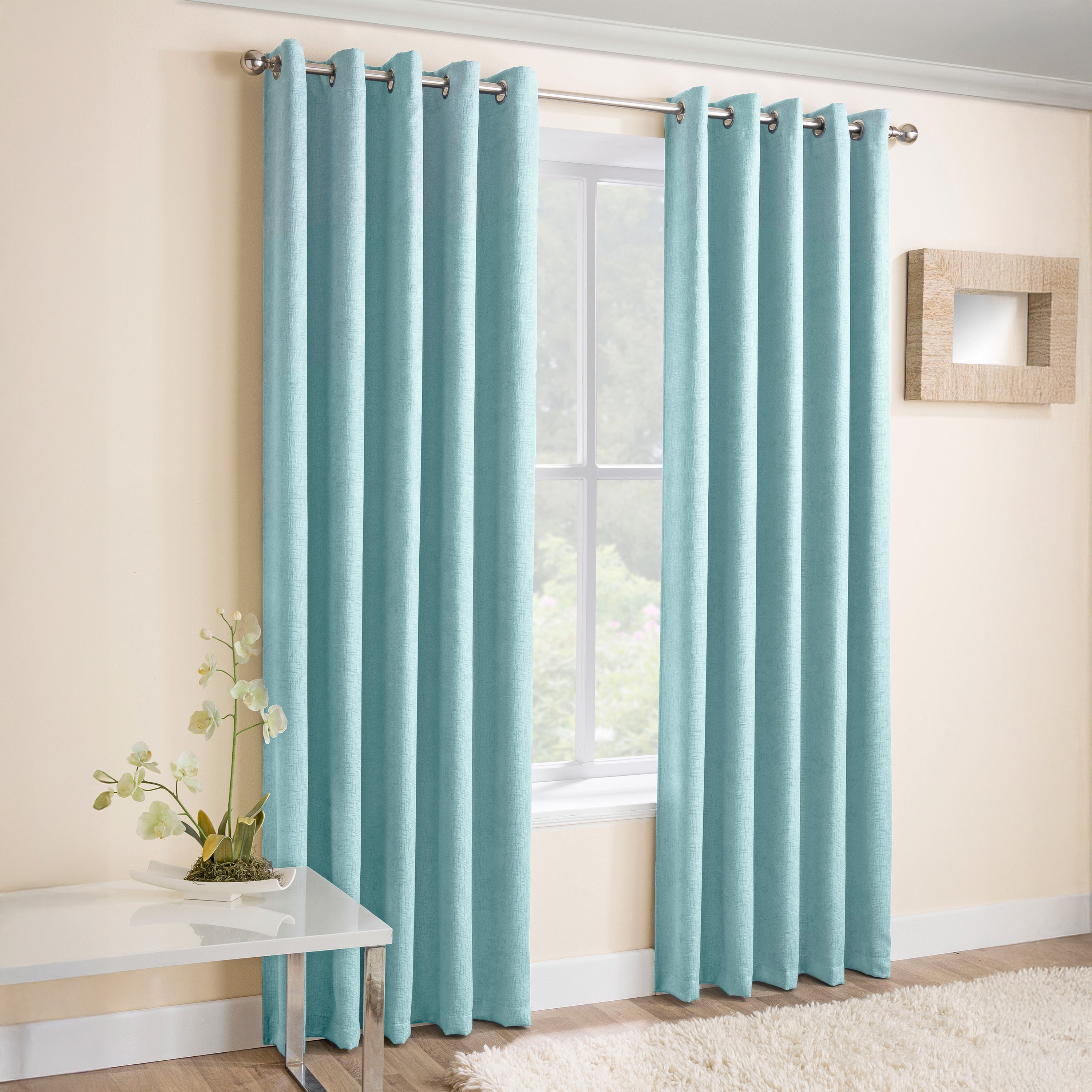 Enhanced Living Vogue Eyelet Thermal Curtains - 117 x 137cm - Sky Blue