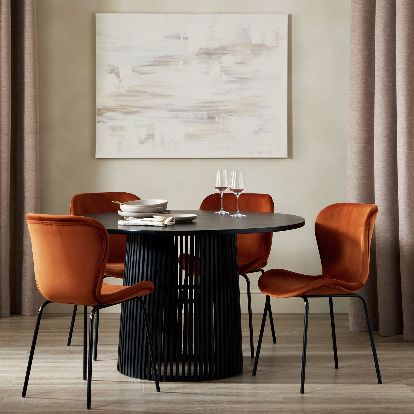 Habitat Jericho Black Dining Table And 4 Copper Chairs
