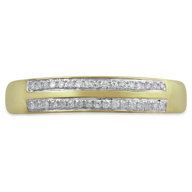 Buy Revere 9ct Gold 0 10ct Diamond Double Row Band Ring U Womens Rings Argos