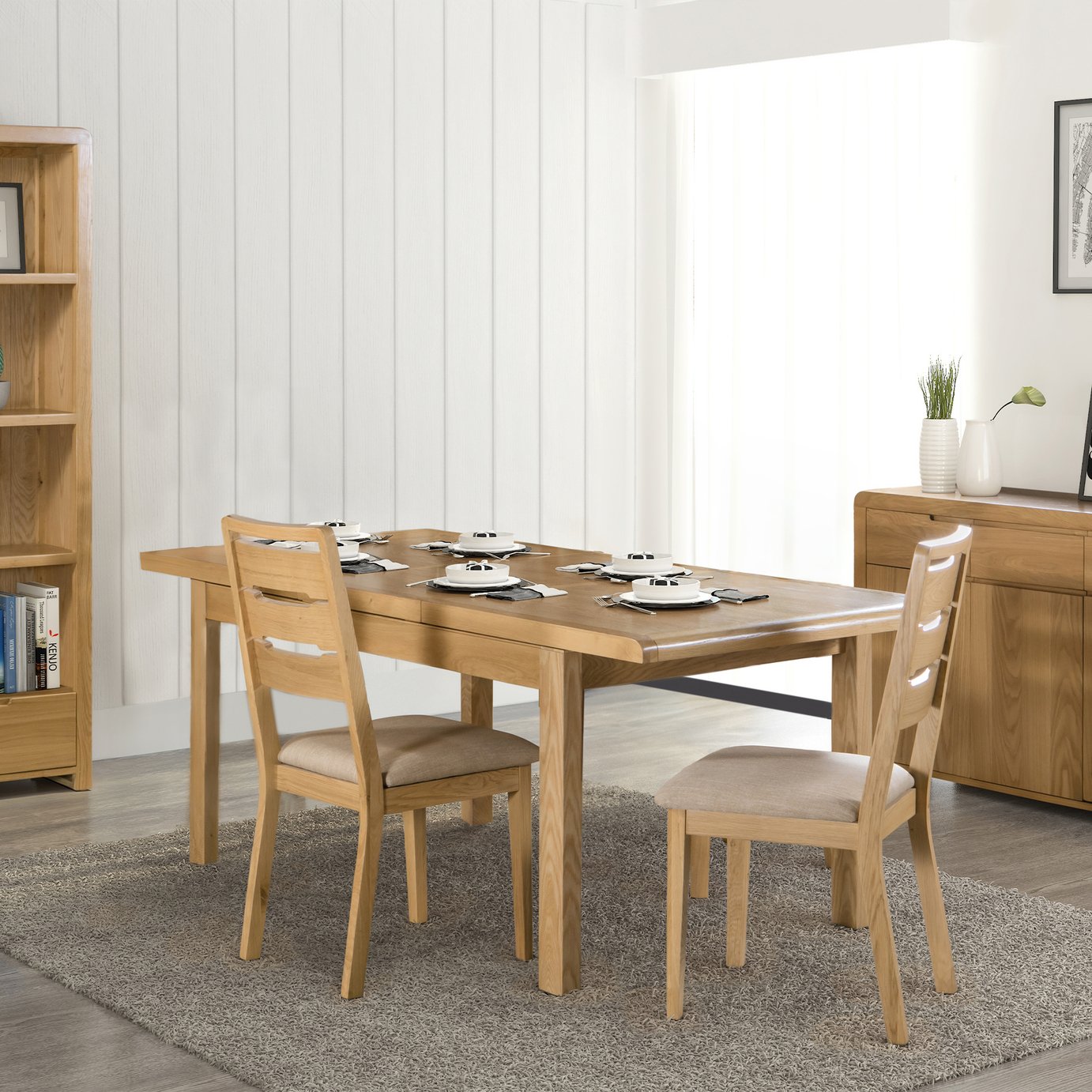 Julian Bowen Curve Pair of 2 Oak Dining Chairs - Natural
