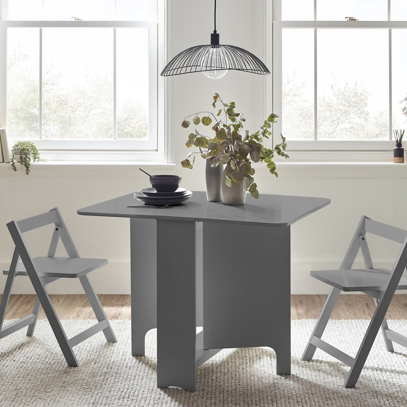 Julian Bowen Gatan Grey Dining Table & 2 Grey Chairs