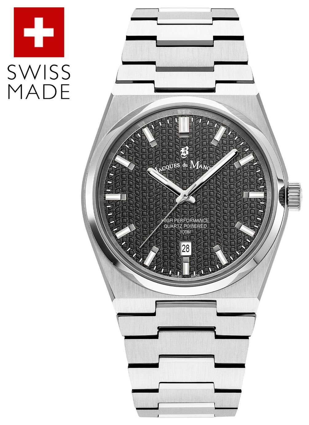 Jacques du Manoir Mens Horizon Silver Plated Bracelet Watch