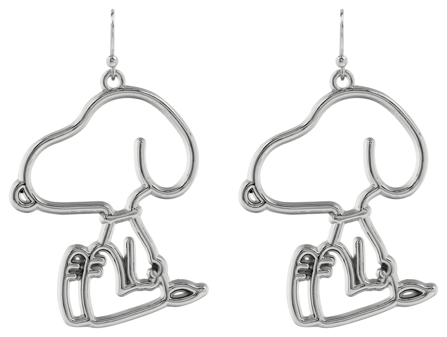 Peanuts Silver Plated Hollow Snoopy Drop Earrings