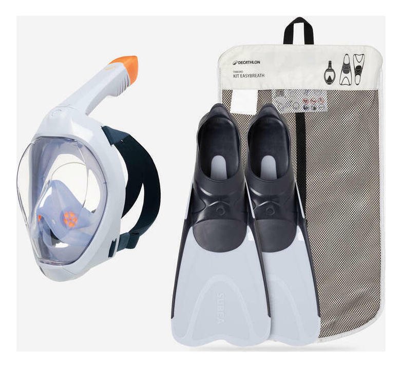 Decathlon Easybreath Mask and Fins Snorkelling Set UK 6.5-7