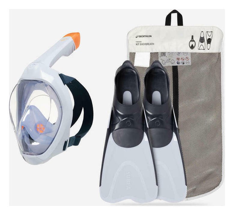 Decathlon Easybreath Mask and Fins Snorkelling Set UK 11-12