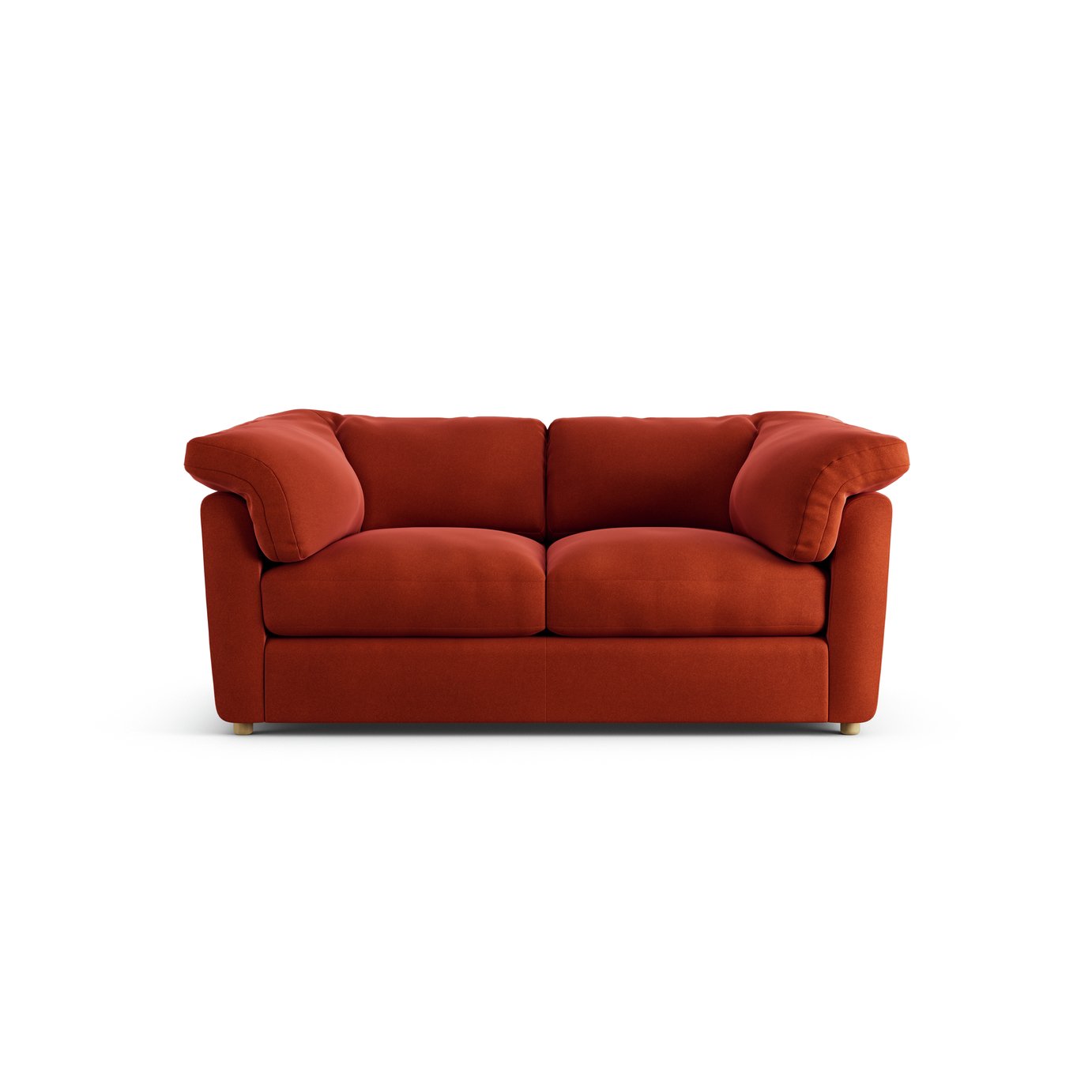 Habitat Wynn Velvet 2 Seater Sofa - Burnt Orange - Ash Leg
