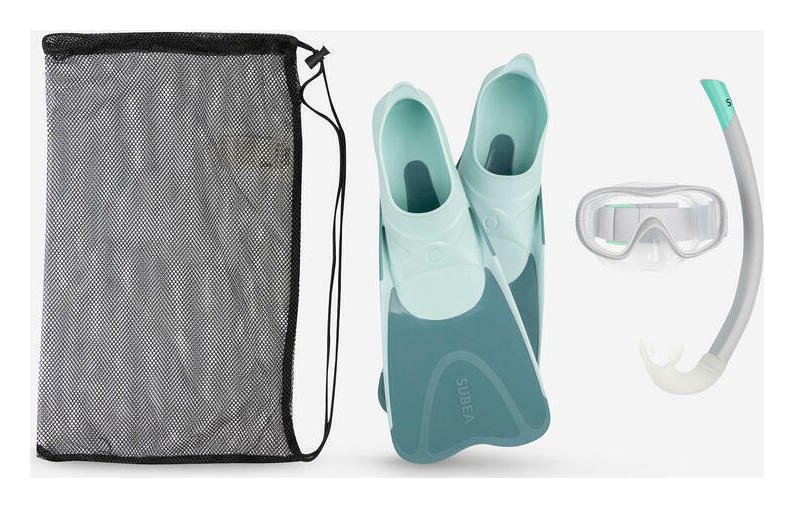 Decathlon Kids' Snorkelling Fins + Mask Set UK 13-1