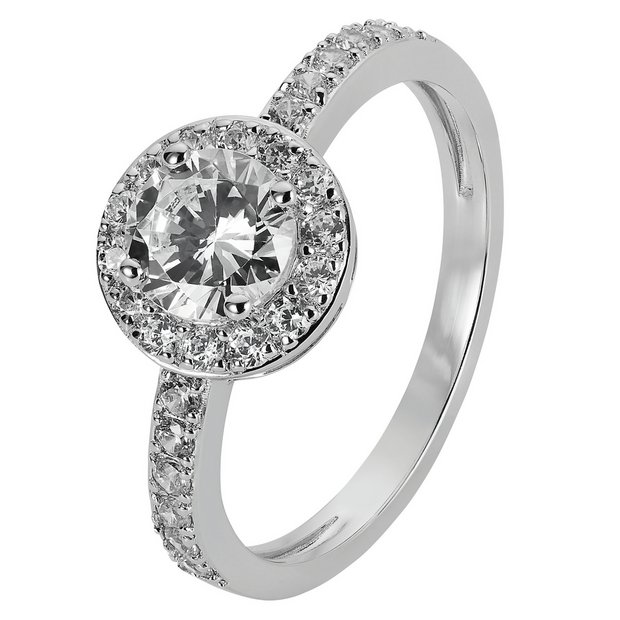 Buy Revere Sterling Silver Cubic Zirconia Halo Ring U Womens Rings Argos