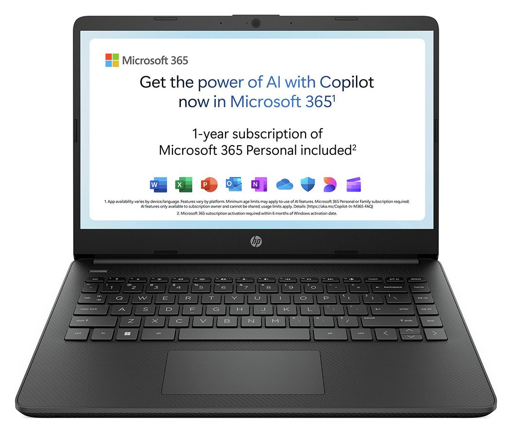 HP 14s-dq0007na 14in N4120 4GB 64GB Laptop - Black