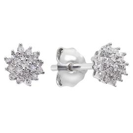 Revere Sterling Silver 0.10ct tw Diamond Cluster Earrings