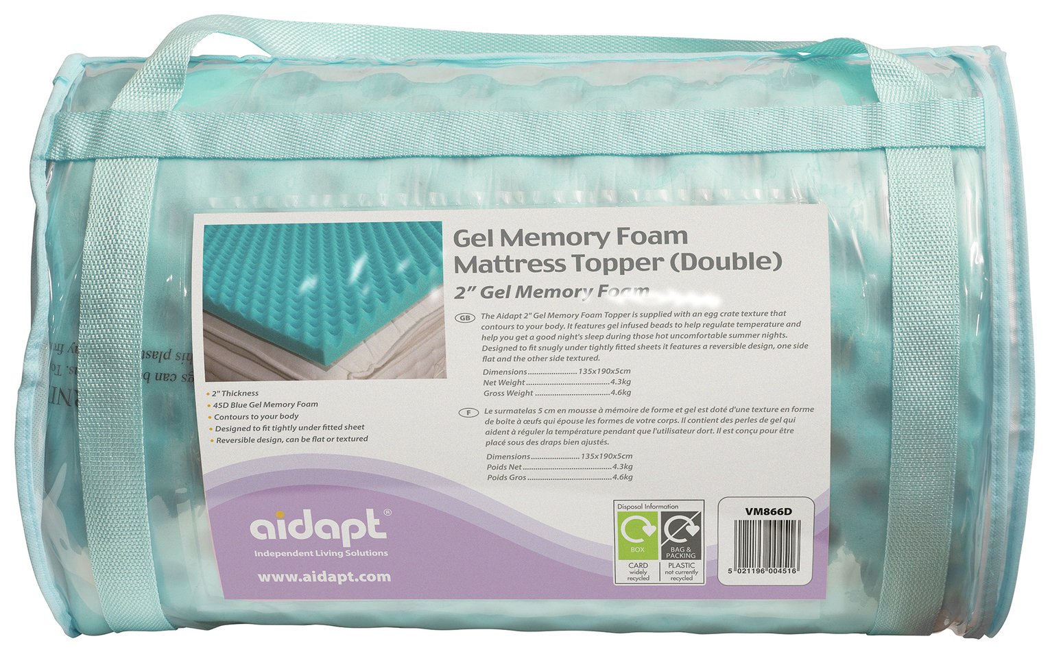  Aidapt Cool 5cm Mattress Topper - Double