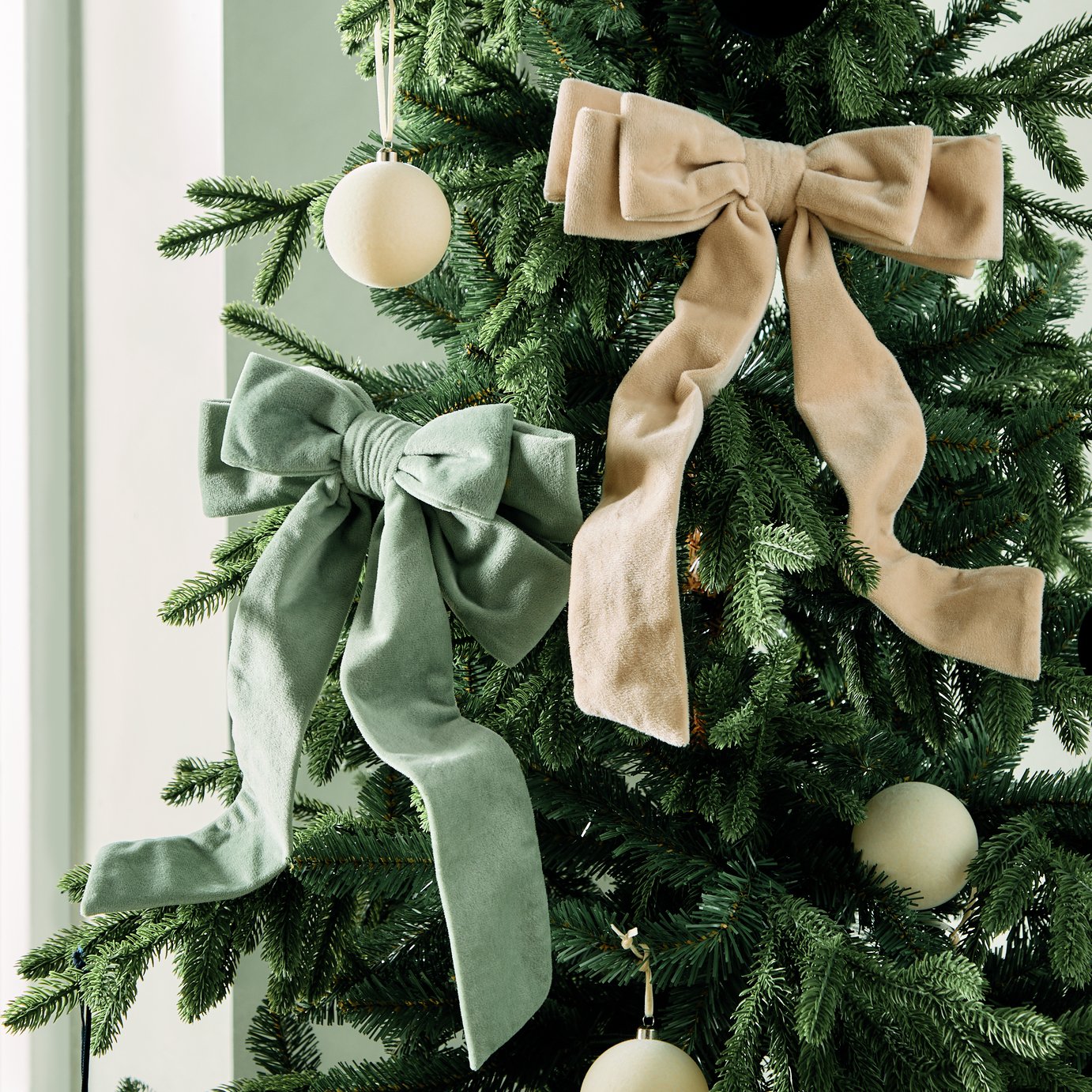 Habitat Assorted Large Velvet Bow - Taupe or Sage Green 