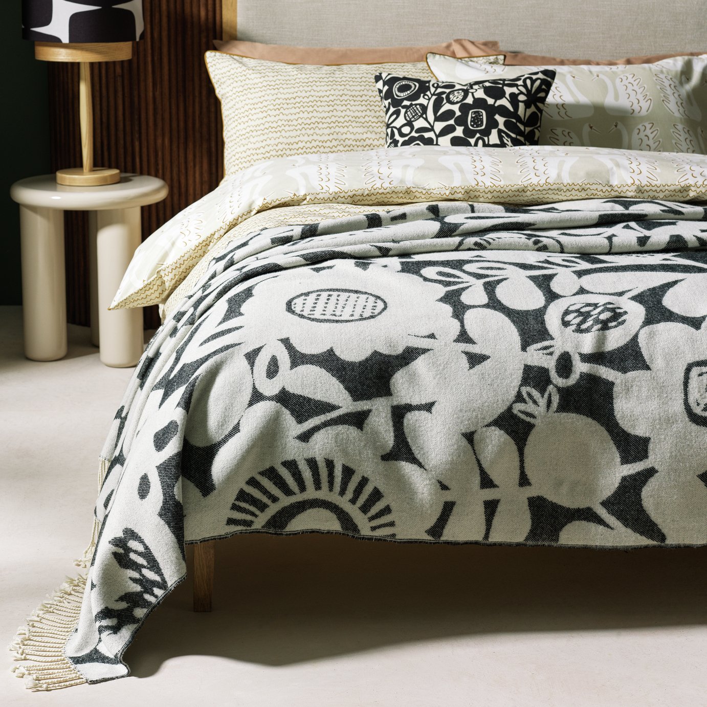 Habitat x Scion Kukkia Throw - Black - 150x200cm