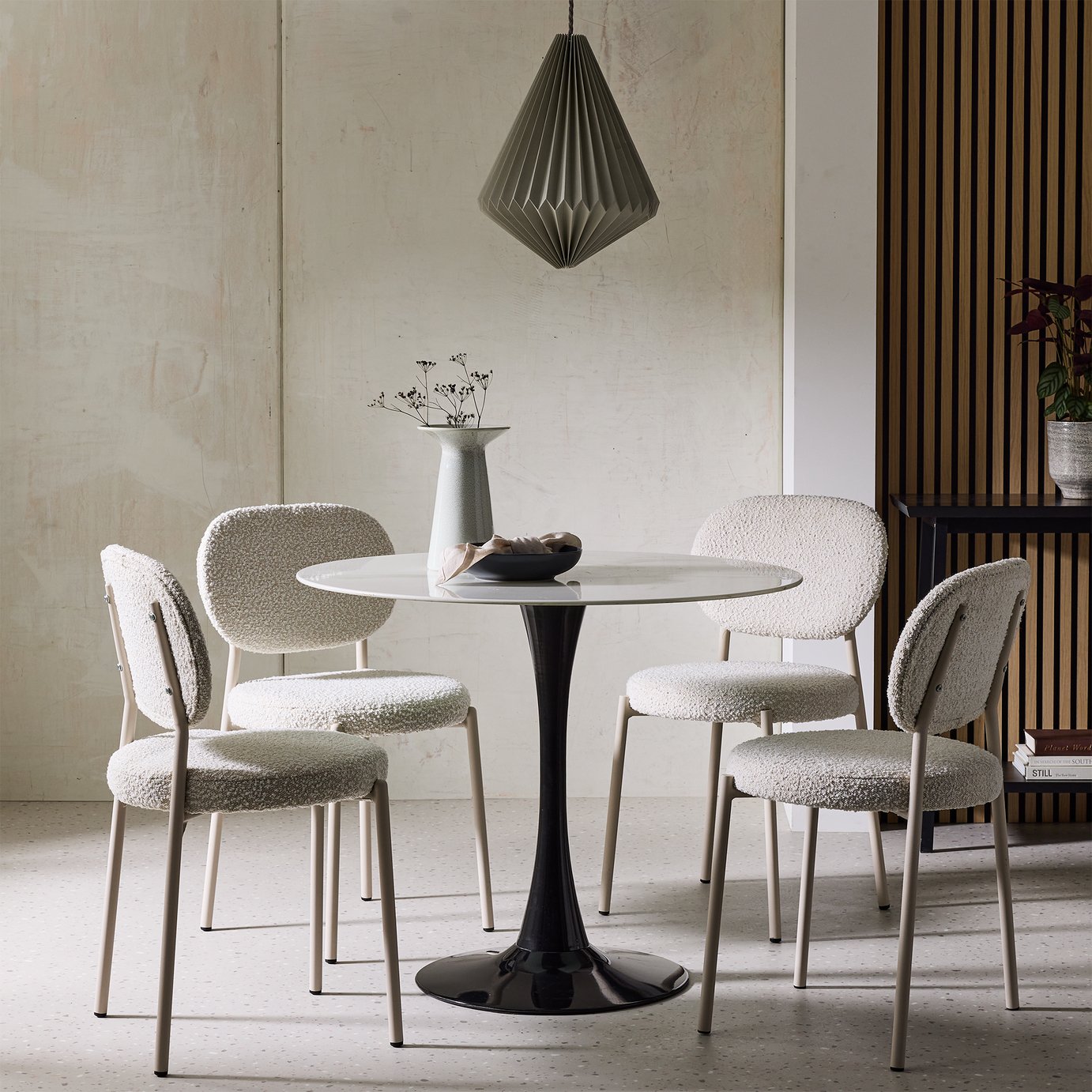Habitat Tulip Black Dining Table And 4 White Chairs