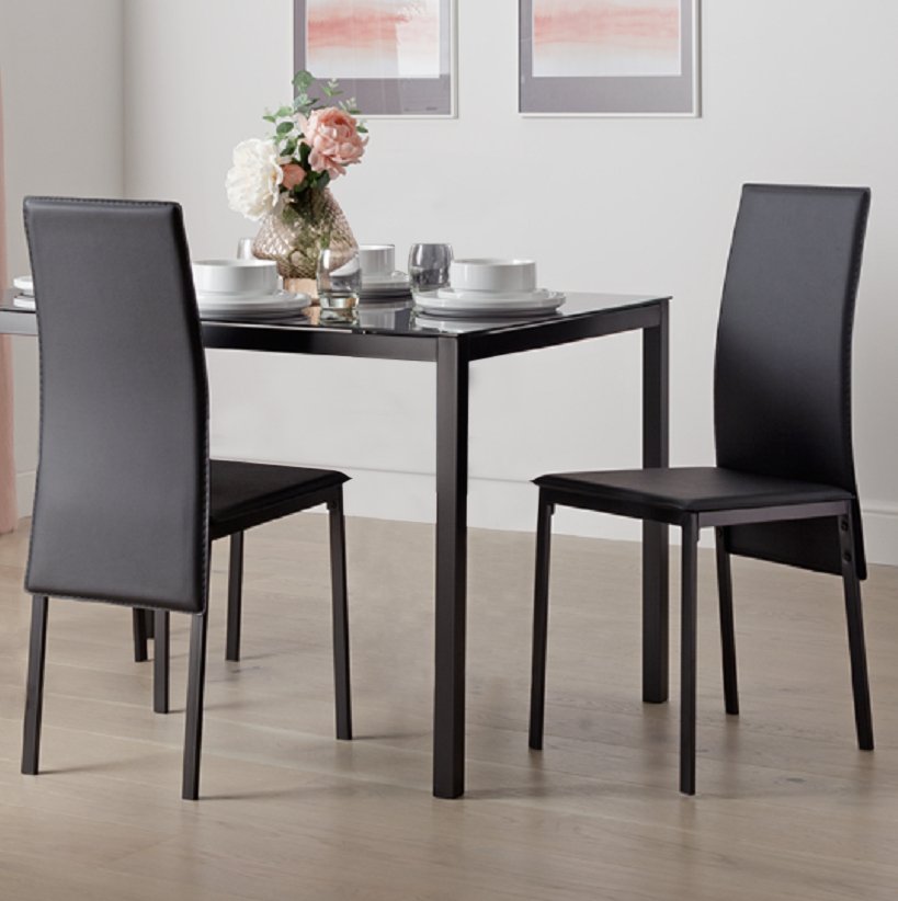 Argos Home Lido Pair of Faux Leather Dining Chair - Black