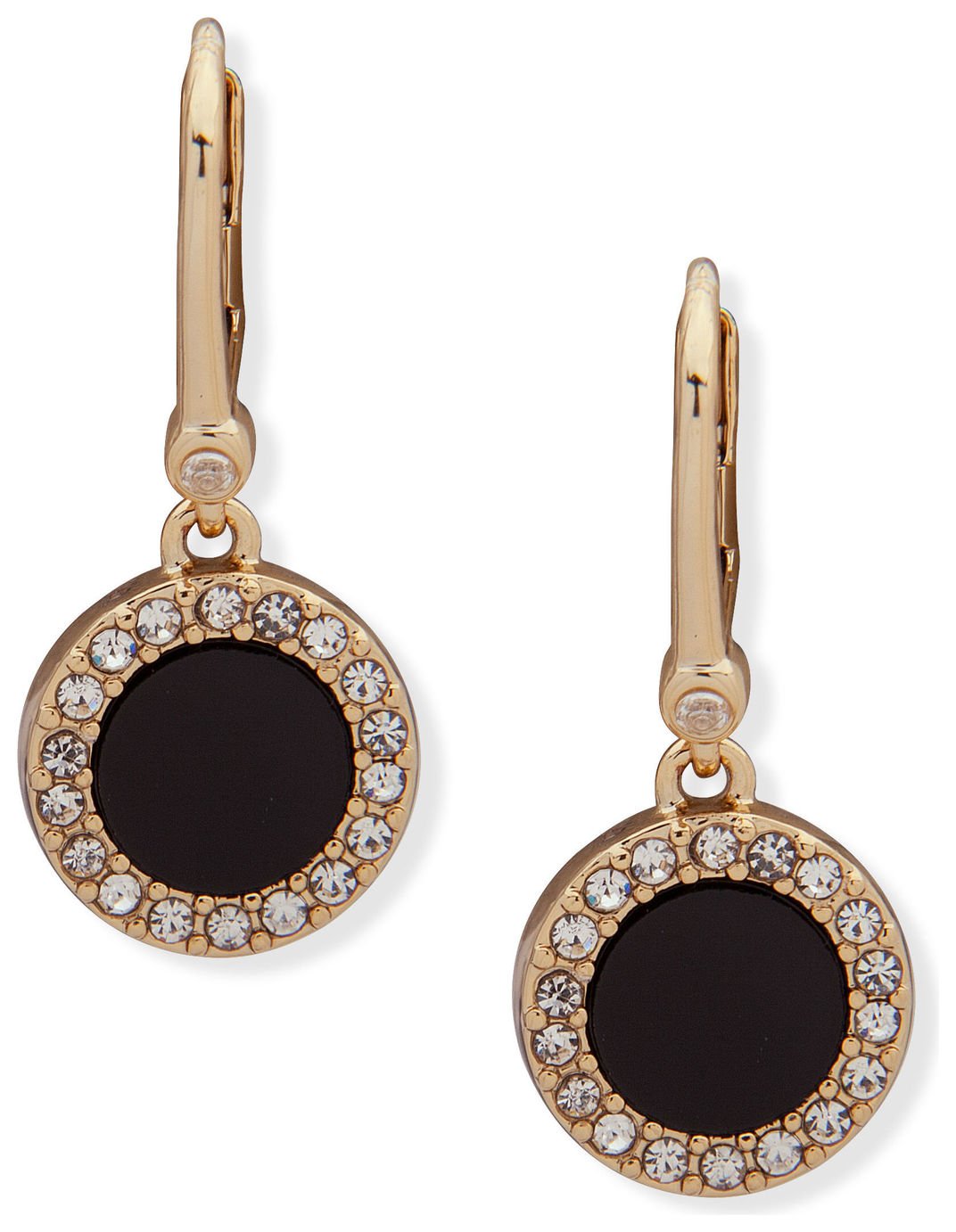 DKNY Crystal Set Gold and Black Colour Drop Earrings