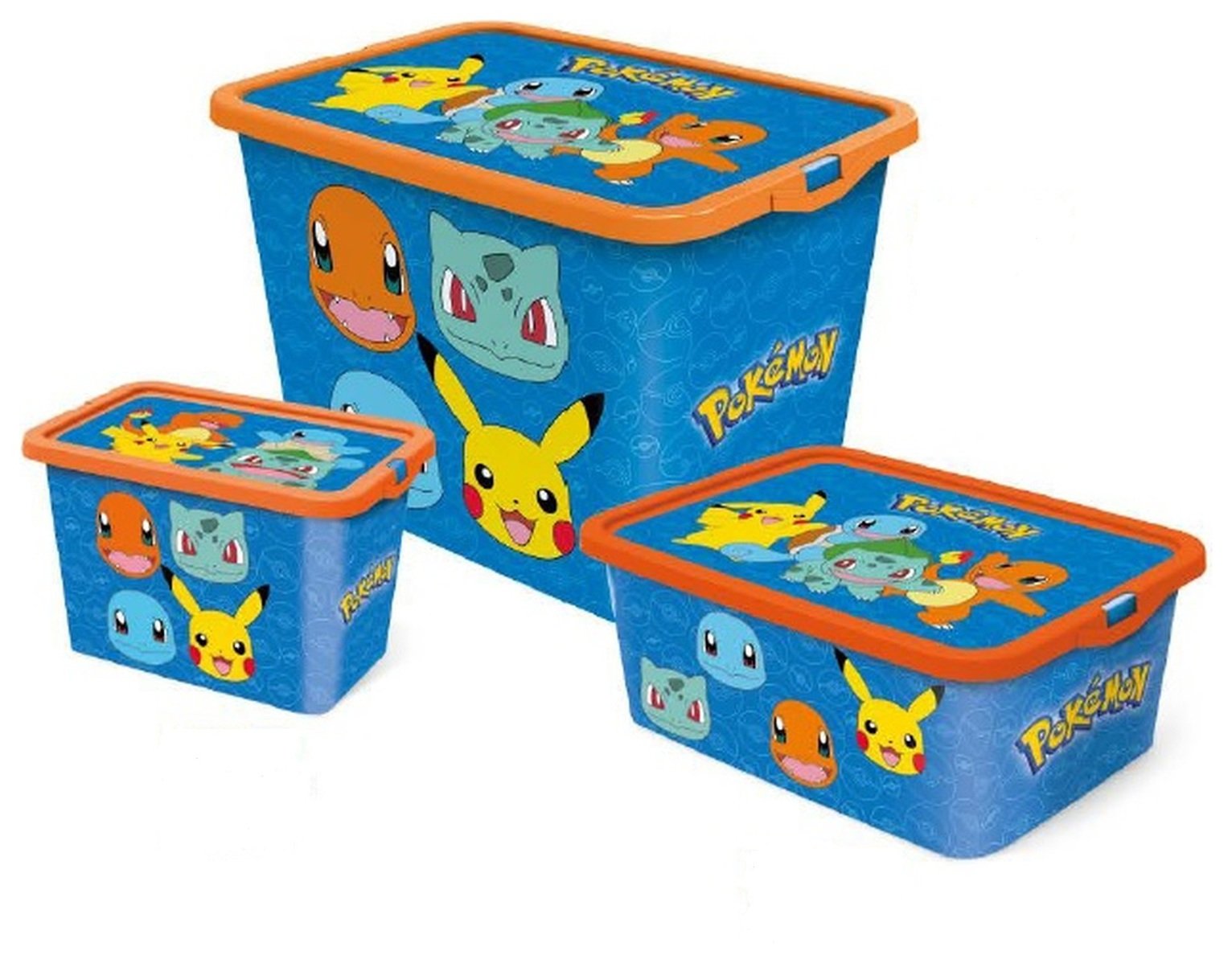 Pokémon Set of 3 Mixed Storage Boxes with Lid - Blue
