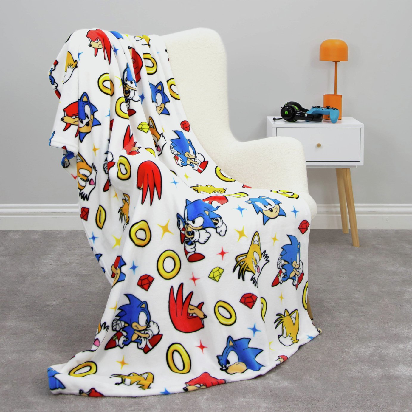 Sonic the Hedgehog Fleece Throw - White - 100x150cm