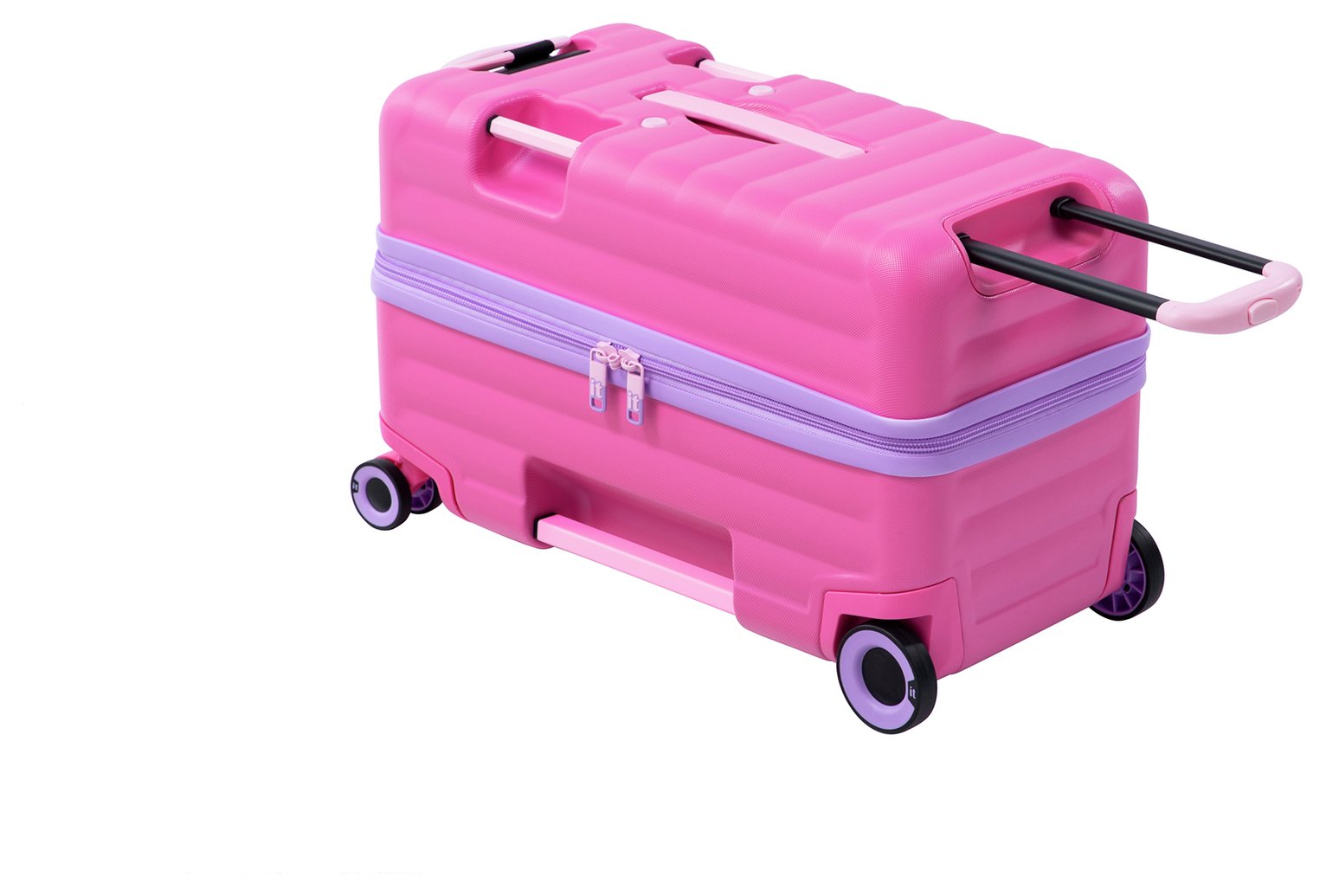 IT Luggage 6 Wheel Hard Kids Suitcase - Cabin, Pink