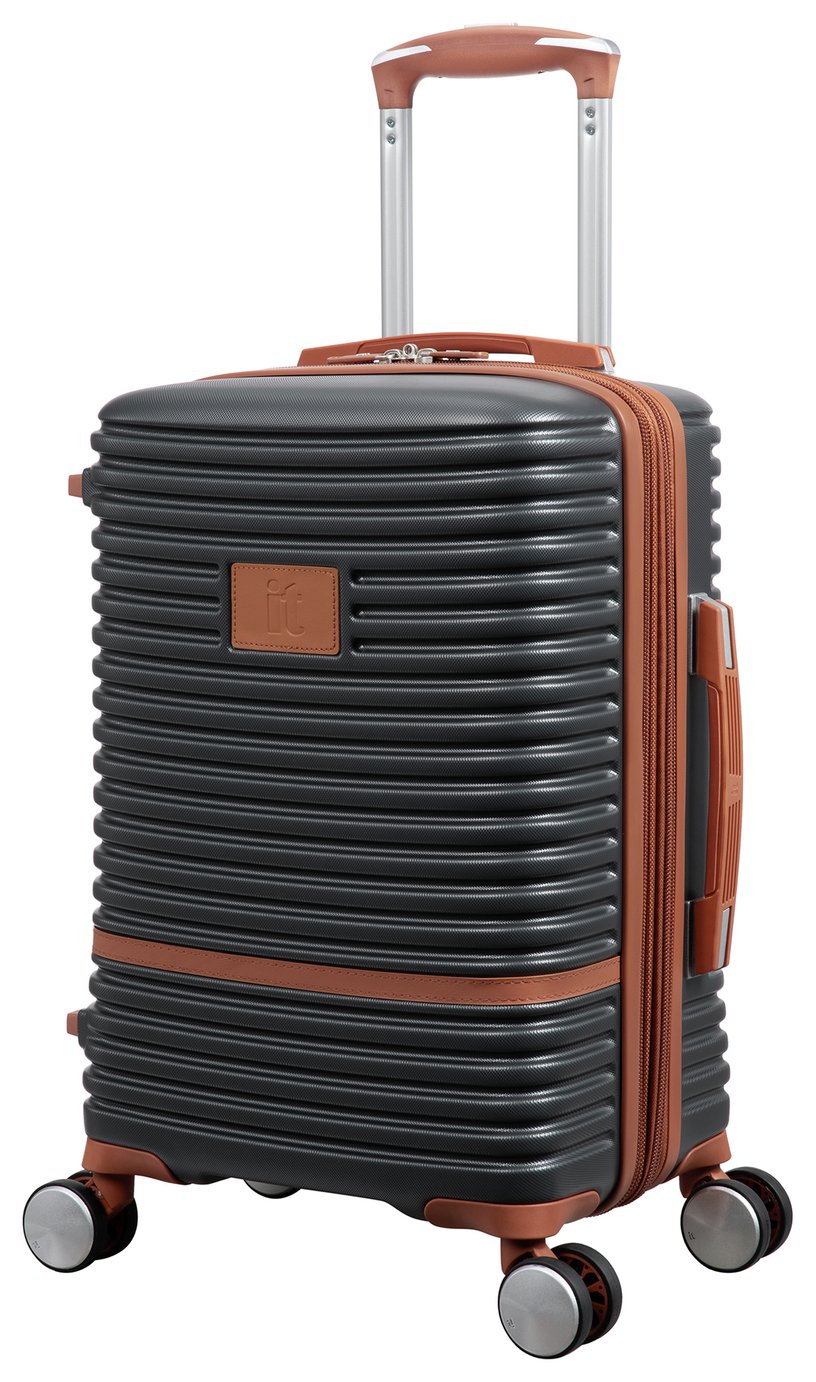 IT Luggage Expandable 8 Wheel Hard Suitcase -Small, Charcoal