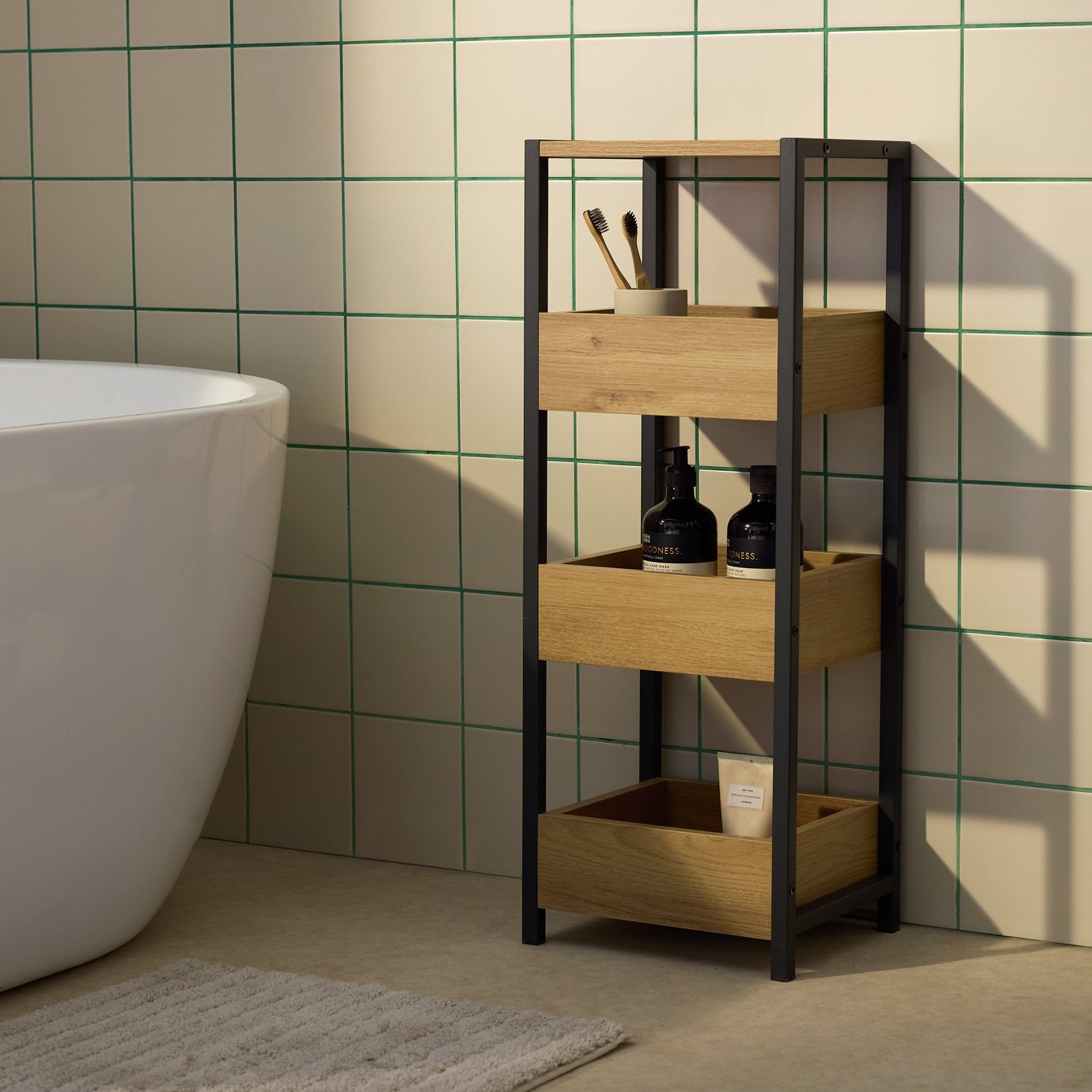 Habitat Loft Living 4 Tier Boxed Shelving Unit - Oak