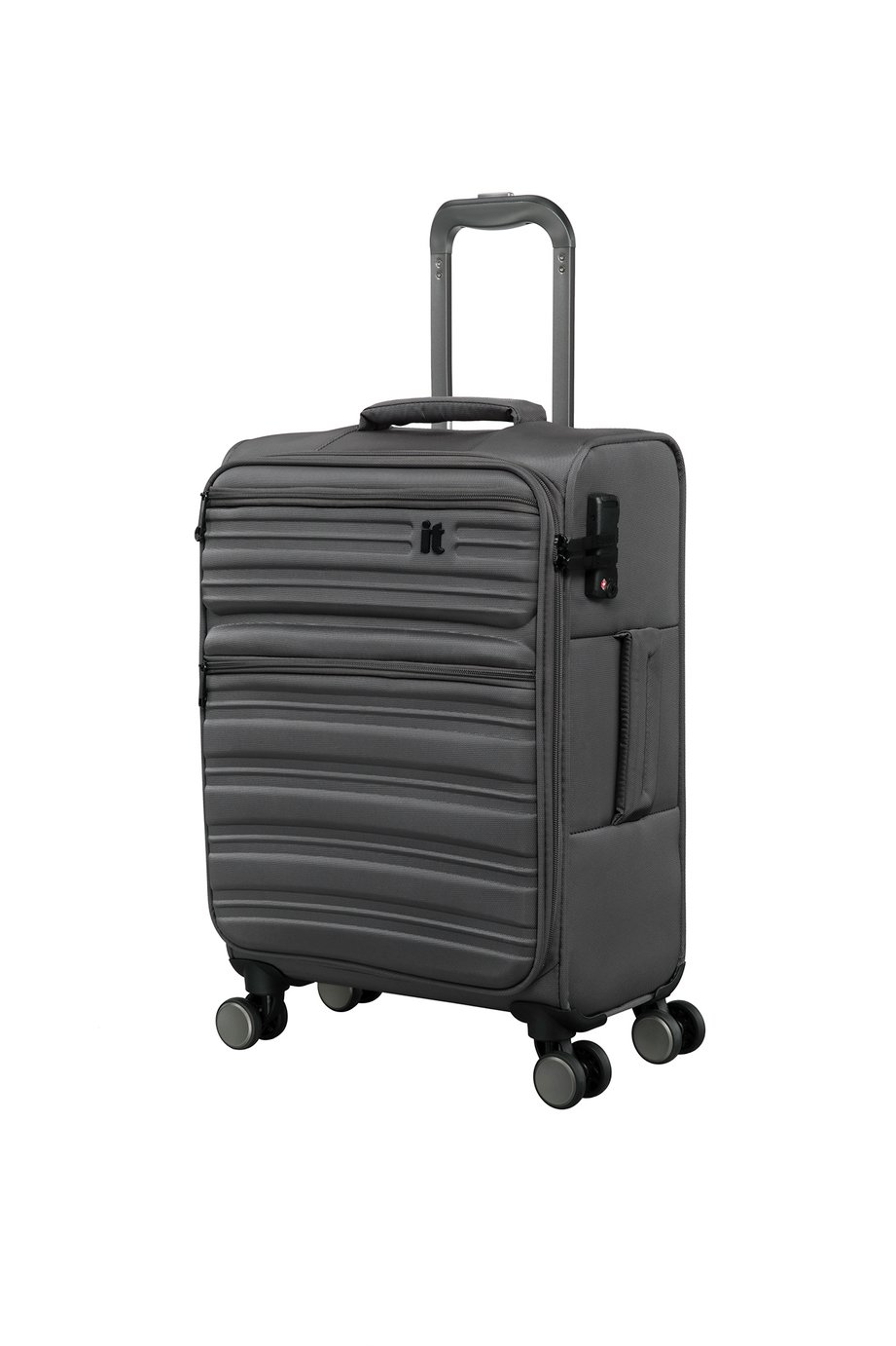IT Luggage 8 Wheel Soft Suitcase - Charcoal, Small