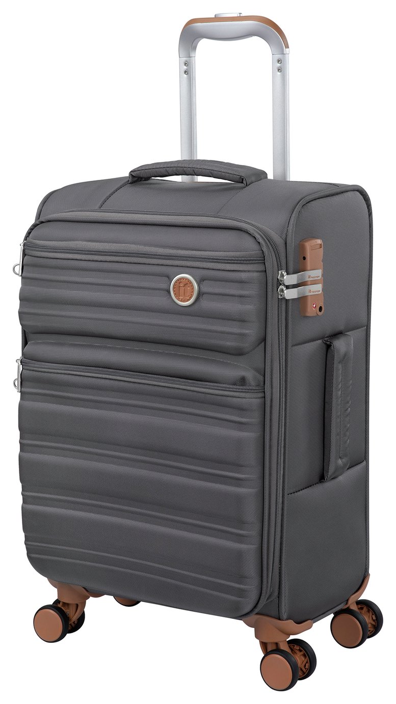 IT Luggage 8 Wheel Hard Suitcase - Cabin, Charcoal