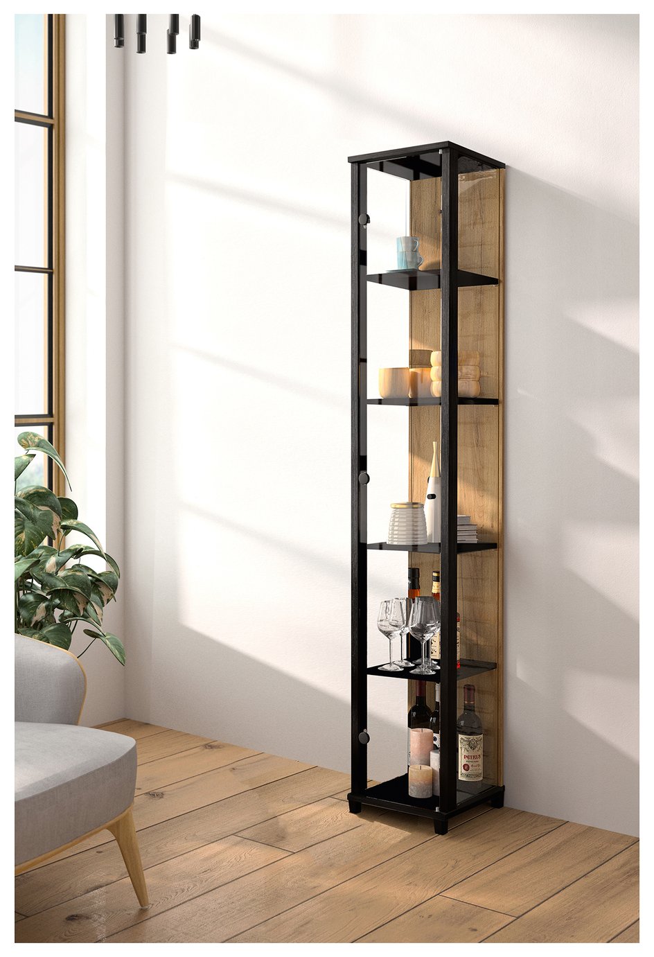 Argos Home Optima 1 Door Narrow Glass Display Cabinet