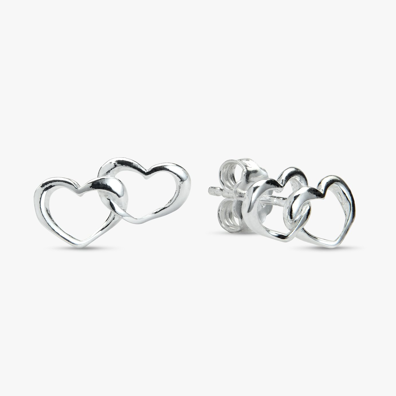 Revere Sterling Silver Double Heart Stud Earrings