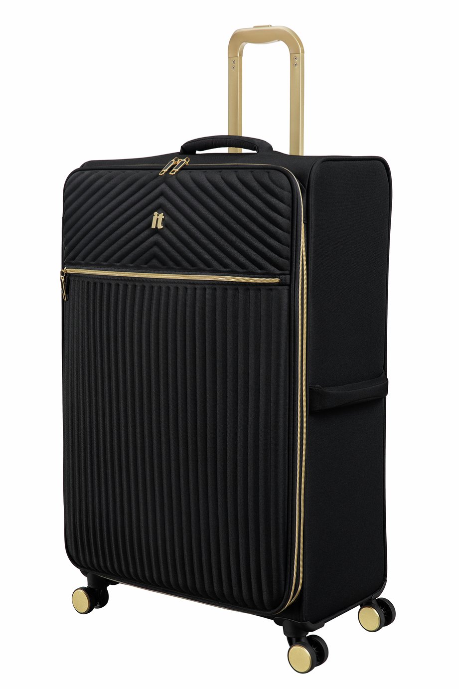 IT Luggage 8 Wheel Soft Suitcase - Black, Large