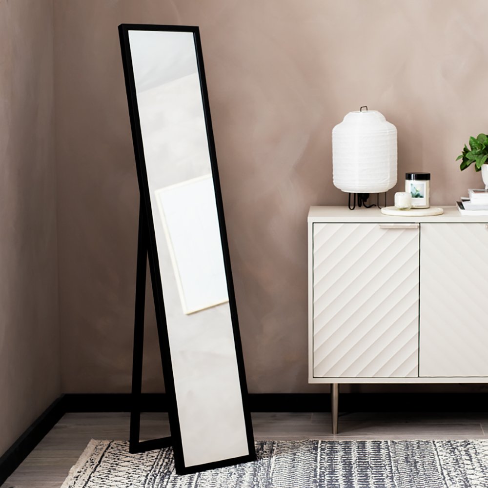 Home Essentials Black Free Standing Cheval Mirror - 150x30cm