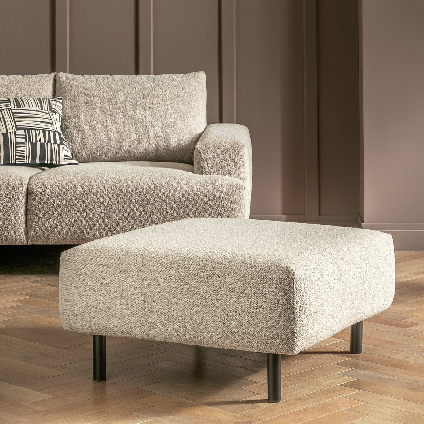 Habitat Julien Fabric Footstool - Beige