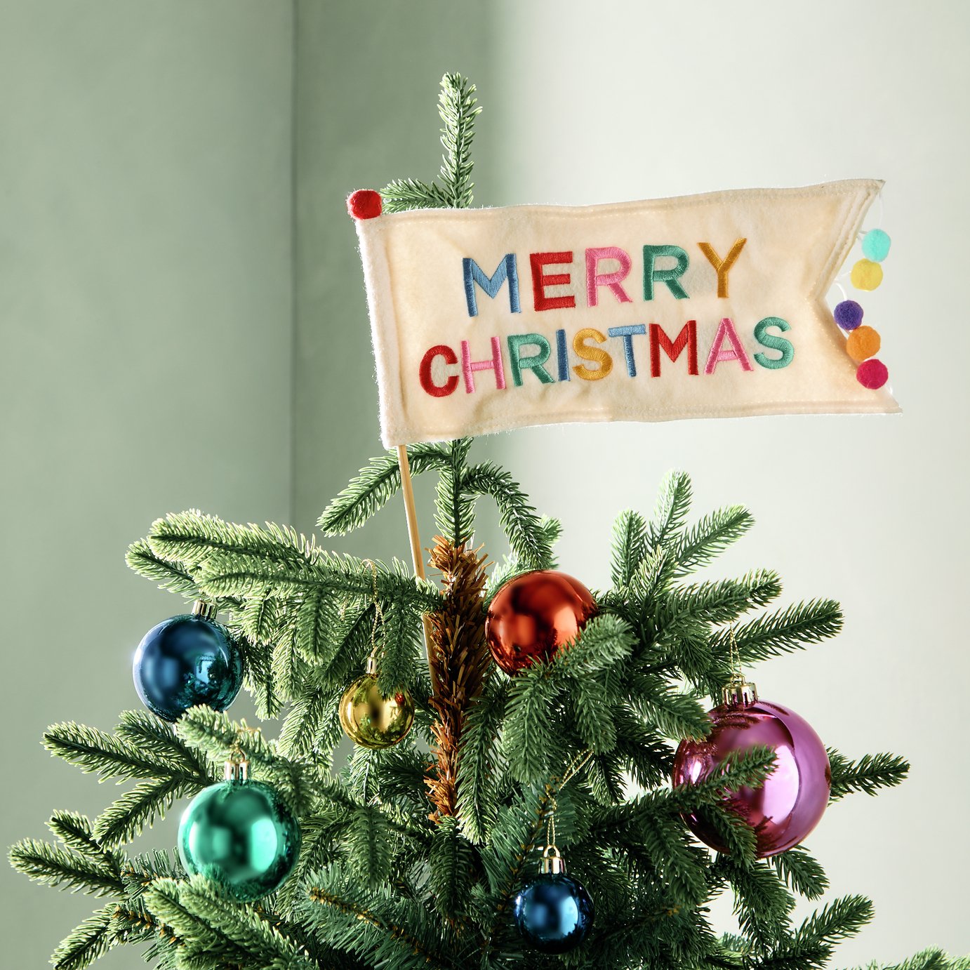 Habitat Merry Christmas Flag Tree Topper 