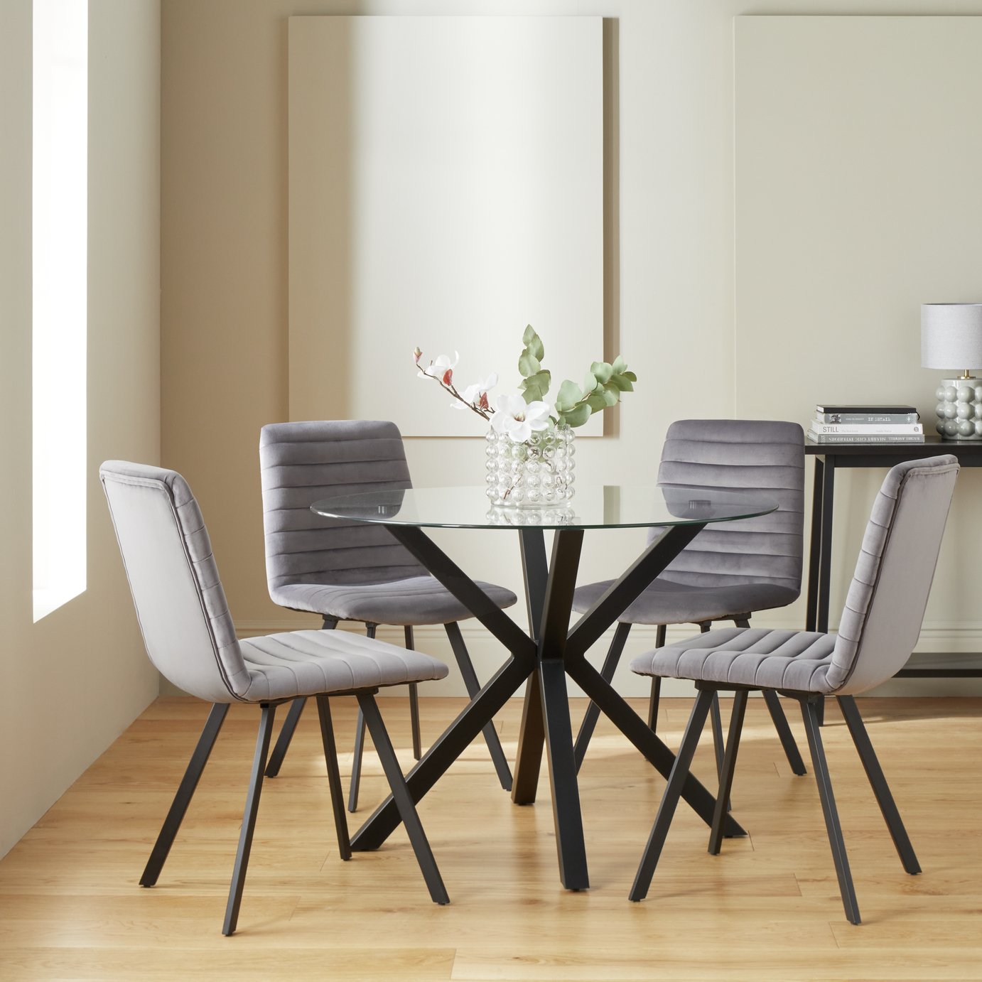Argos Home Alice Black Dining Table & 4 Chairs